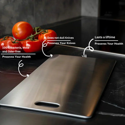 TitanEdge – 100% Edelstahl Antibakterielle Schneidebrett für hygienisches und langlebiges Kochen