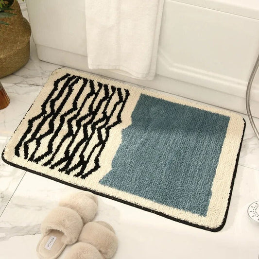 NordicFlow – Luxuriöse Handgemachte Badematte mit Abstraktem Design für Stilvolle Badezimmer