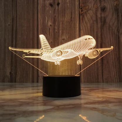 Flugzeug Nachtlicht, 3D Illusion LED Touch Lampe für Kinder, Nachttisch Weihnachtsgeschenk