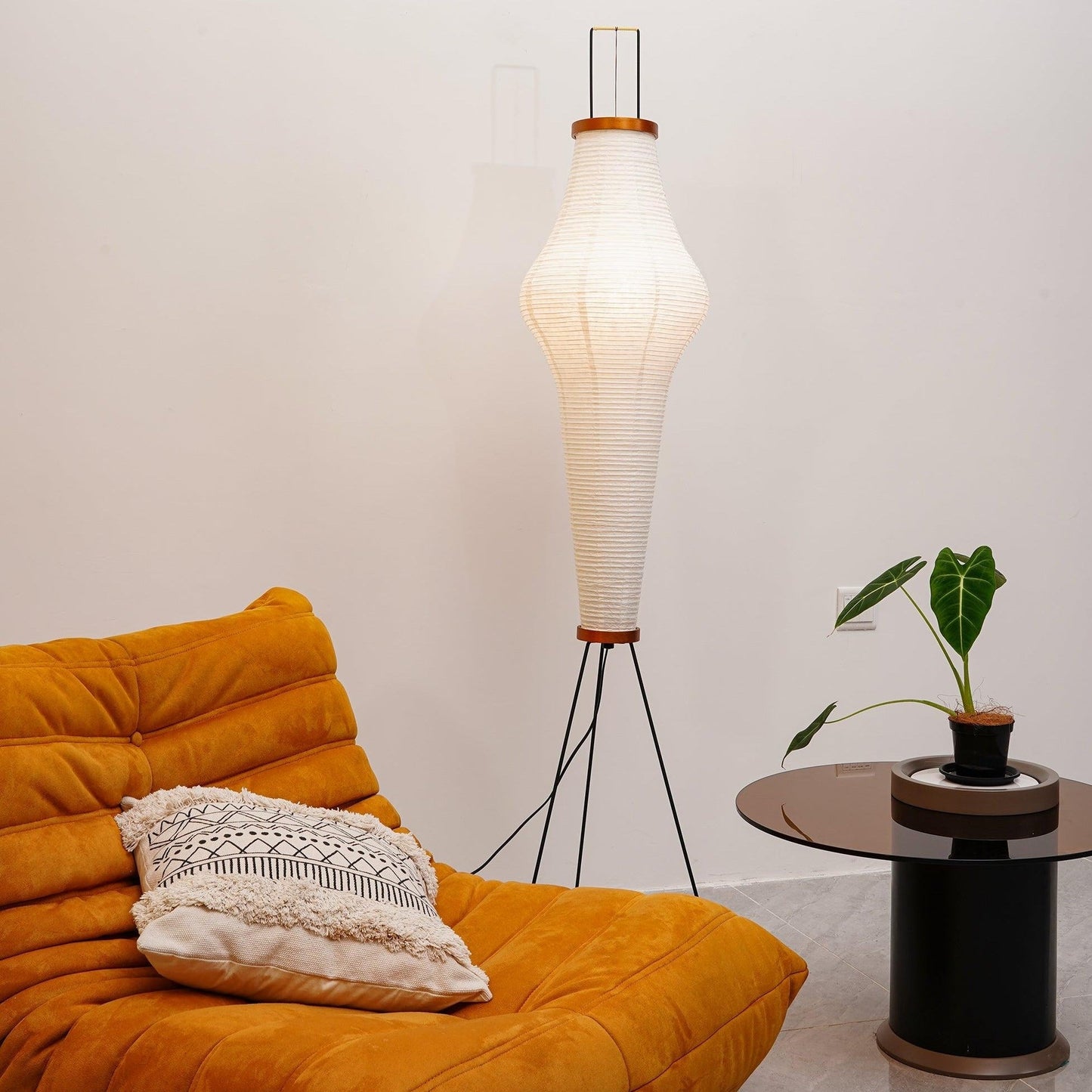 Garduru Reispapier Stehlampe | Minimalistisches Design | Warmweißes LED-Licht | Nachhaltige Deko für Zuhause