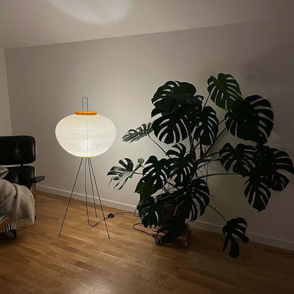 Garduru Reispapier Stehlampe | Minimalistisches Design | Warmweißes LED-Licht | Nachhaltige Deko für Zuhause