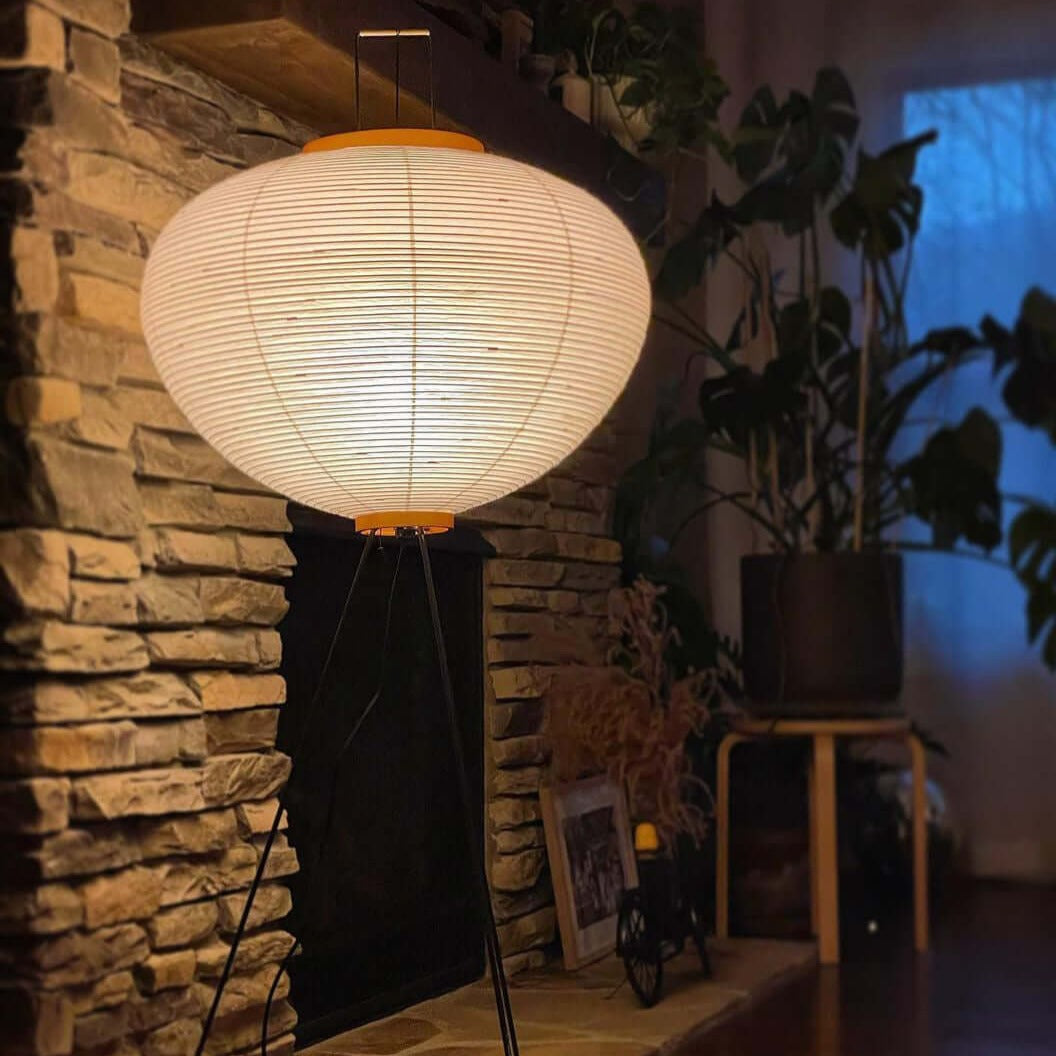 Garduru Reispapier Stehlampe | Minimalistisches Design | Warmweißes LED-Licht | Nachhaltige Deko für Zuhause