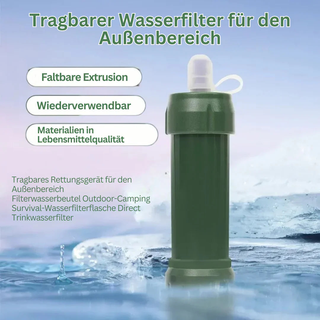 Tragbare Wasserfilterflasche - Kompakter Notfall-Trinkreiniger