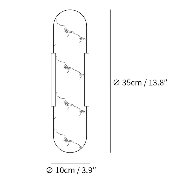 Wandapplikation Melange Elongiert aus Alabaster - Elegantes Design mit Messingdetails
