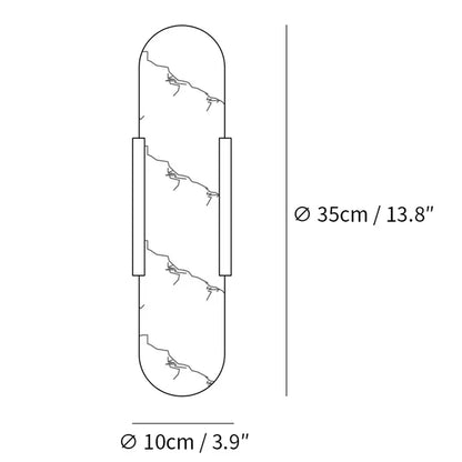 Wandapplikation Melange Elongiert aus Alabaster - Elegantes Design mit Messingdetails