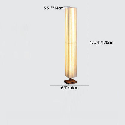 Garduru Japanische LED Stehlampe | Rechteckige Walnusssäule | Stoffschirm | Warmes Licht für Wohnzimmer