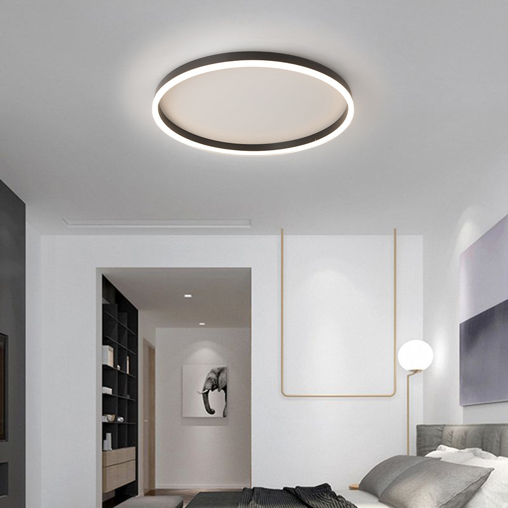 Garduru | Moderne LED-Deckenleuchte aus schwarzem Metall für Wohnzimmer und Esszimmer