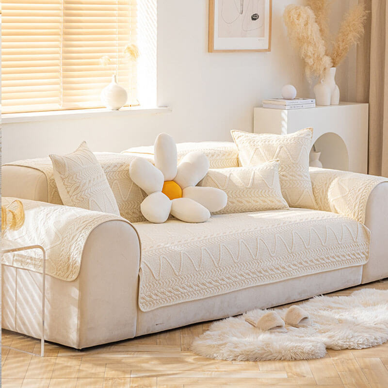 Baumwollgepolsterte Ecksofaüberzüge, Möbelprotektor Rutschfeste Sofaüberzüge