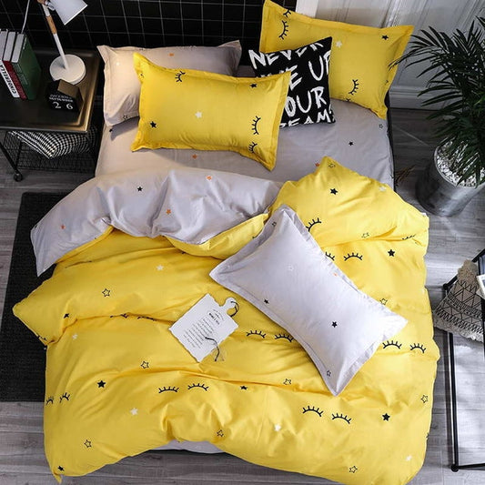 Bettwäsche Set – 150x200 cm Deckenbezug – Mit Kissenbezügen & Bettlaken – Eyelash Bend Design