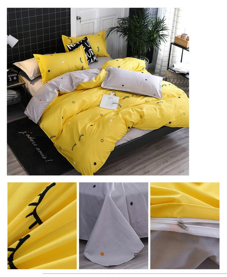 Bettwäsche Set 4-teilig – Eyelash Bend Design – 100% Polyester – Größe 180x220 cm