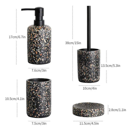 Schwarze Terrazzo Badezimmeraccessoires