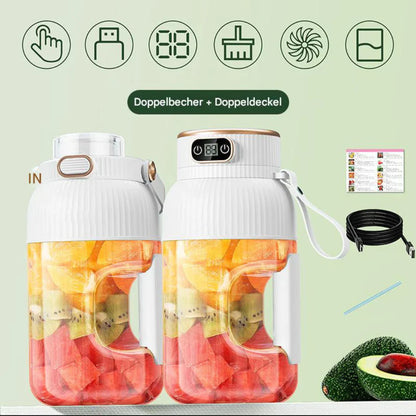Tragbarer USB-Mixer mit doppelten Deckeln – Smoothies und Aufbewahrung