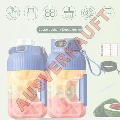 Tragbarer USB-Mixer mit doppelten Deckeln – Smoothies und Aufbewahrung