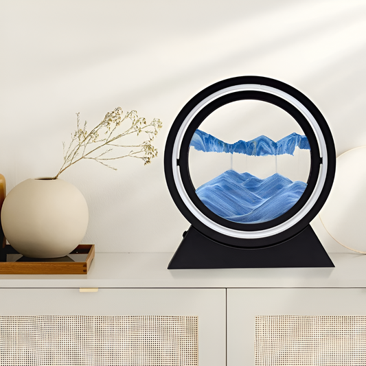 SandGlow – Dynamische LED-Tischlampe mit bewegter Sandkunst