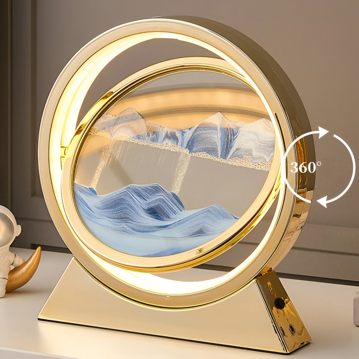 SandGlow – Dynamische LED-Tischlampe mit bewegter Sandkunst