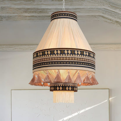 Suspension Bohemian Fringe - Pendelleuchte mit Fransen und tribalem Design
