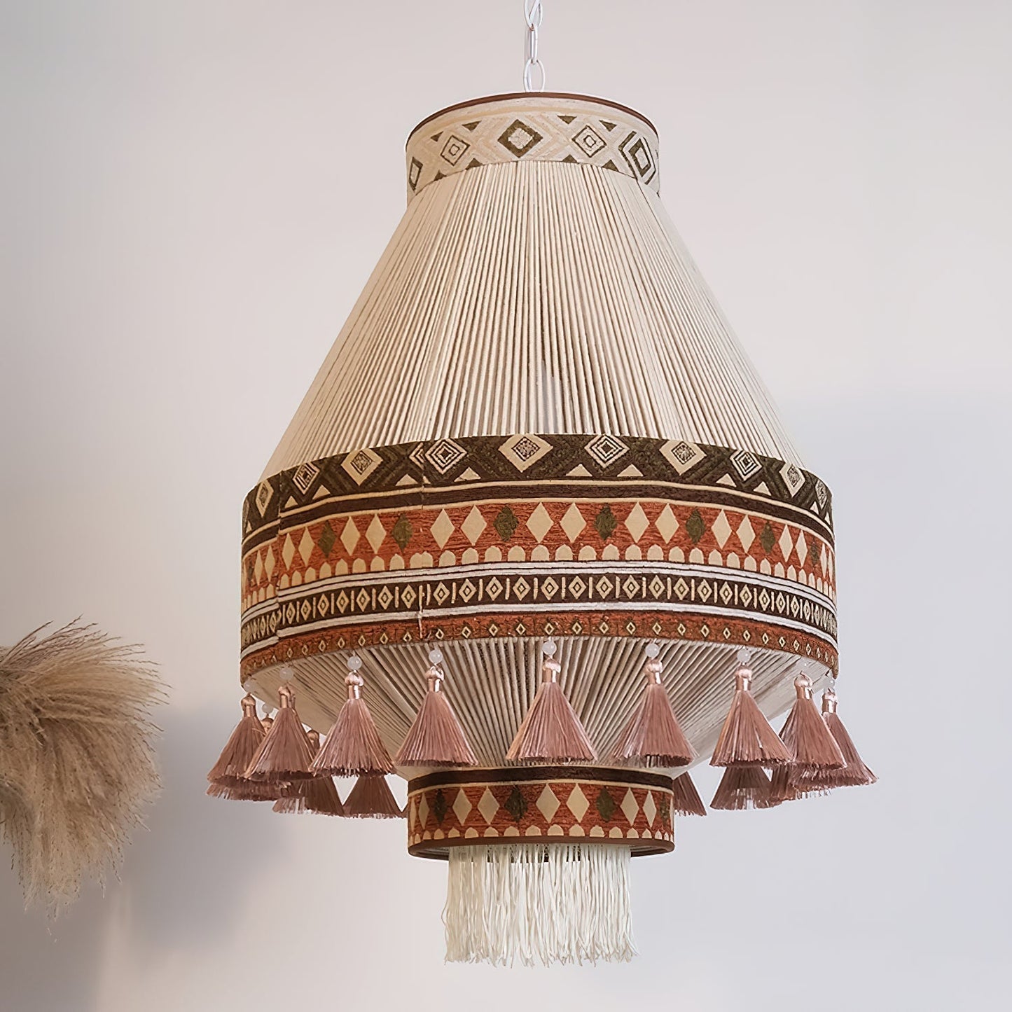 Suspension Bohemian Fringe - Pendelleuchte mit Fransen und tribalem Design