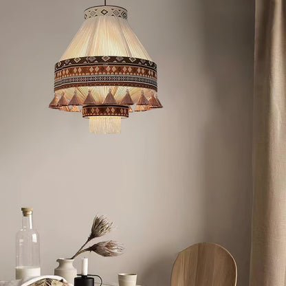 Suspension Bohemian Fringe - Pendelleuchte mit Fransen und tribalem Design