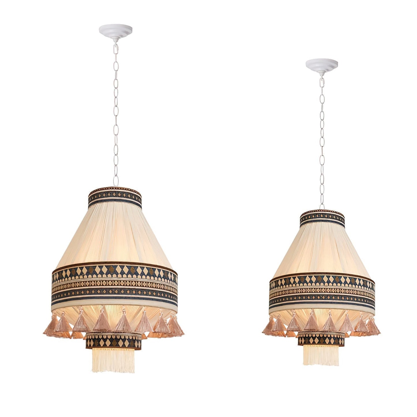 Suspension Bohemian Fringe - Pendelleuchte mit Fransen und tribalem Design