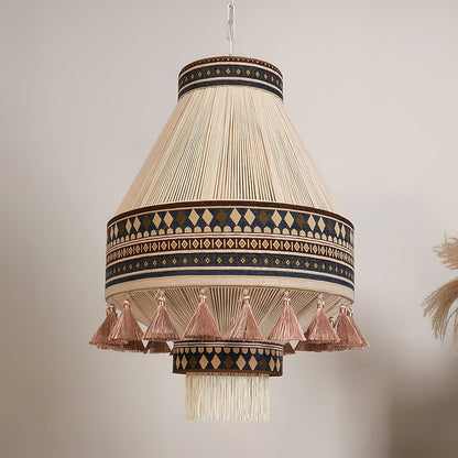 Suspension Bohemian Fringe - Pendelleuchte mit Fransen und tribalem Design