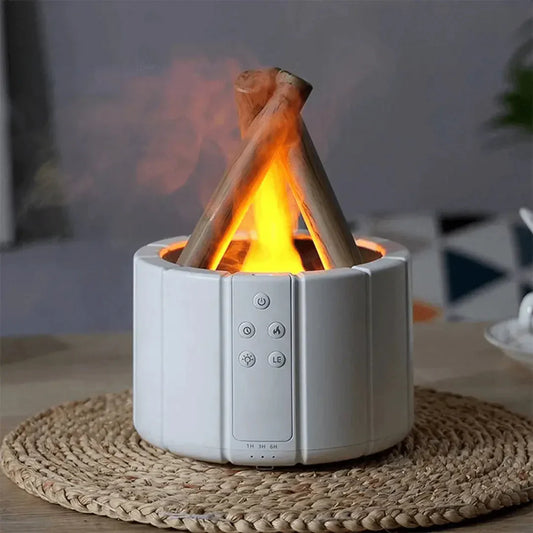 LED-Flammenluftbefeuchter – Ultraschall-Diffusor mit Aromatherapie und realistischem Feuereffekt