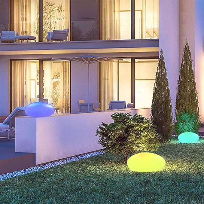 Gartenlampe Cobblestone – Außenbeleuchtung wasserdicht mit Fernbedienung und 16 LED-Farben