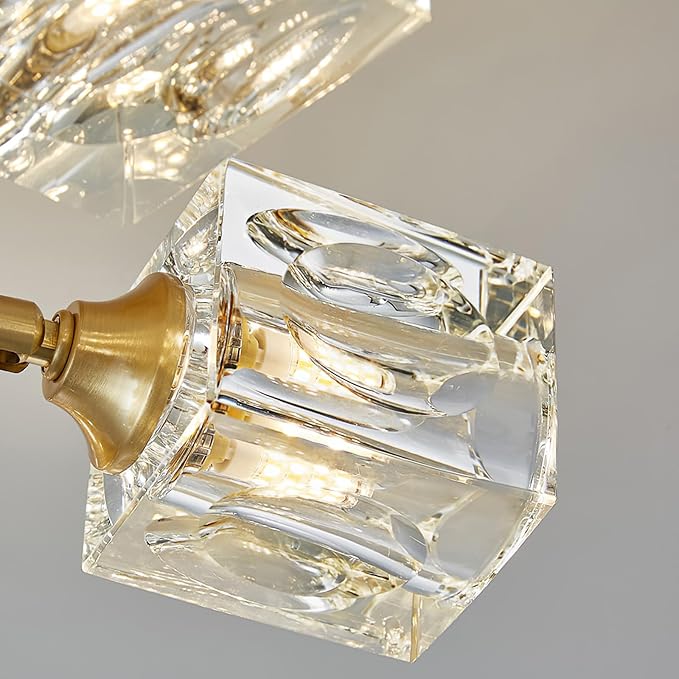 Kristall-Deckenleuchte mit goldfarbigem Semi Flush Mount