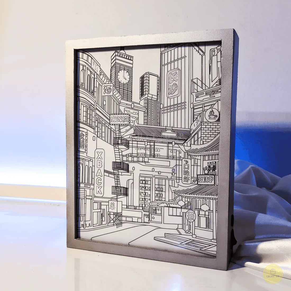 Anime LED Stadt Nachtsicht Wandkunst – USB-betriebenes dimmbares Beleuchtungsbild