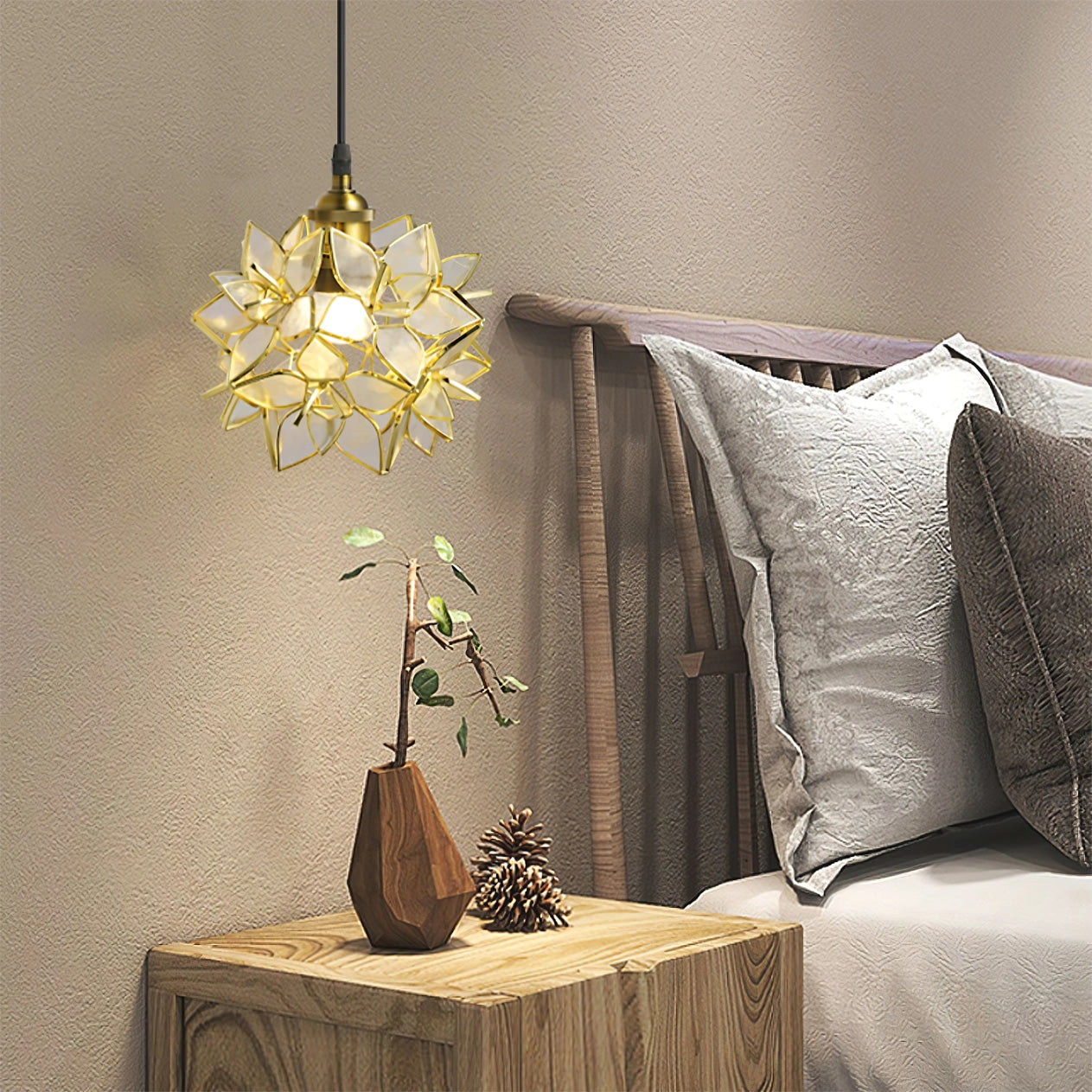 Suspension Capiz und Muschel - Elegante Metall- und Glasklampen für Wohnzimmer und Esszimmer