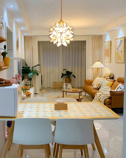 Suspension Capiz und Muschel - Elegante Metall- und Glasklampen für Wohnzimmer und Esszimmer