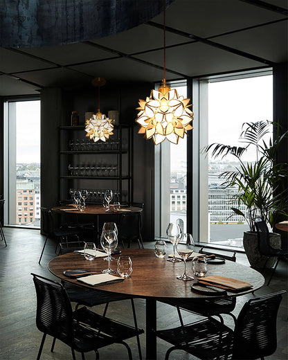 Suspension Capiz und Muschel - Elegante Metall- und Glasklampen für Wohnzimmer und Esszimmer