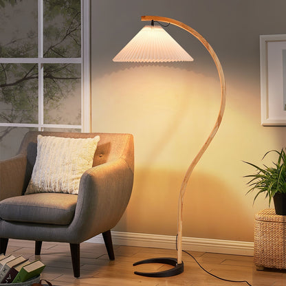 Garduru Stehleuchte im Caprani Design | LED Beleuchtung | Modernes Holz-Look | Elegante Wohnraum-Deko