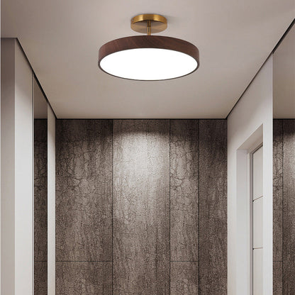 Deckenleuchte mit Holz und LED Semi Flush