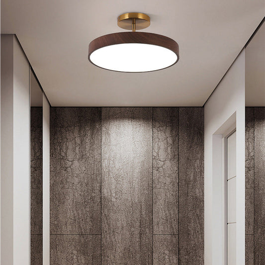 Deckenleuchte mit Holz und LED Semi Flush