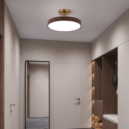Deckenleuchte mit Holz und LED Semi Flush