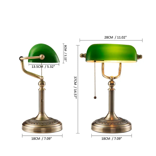 Vintage Banker Tischlampe im Angebot