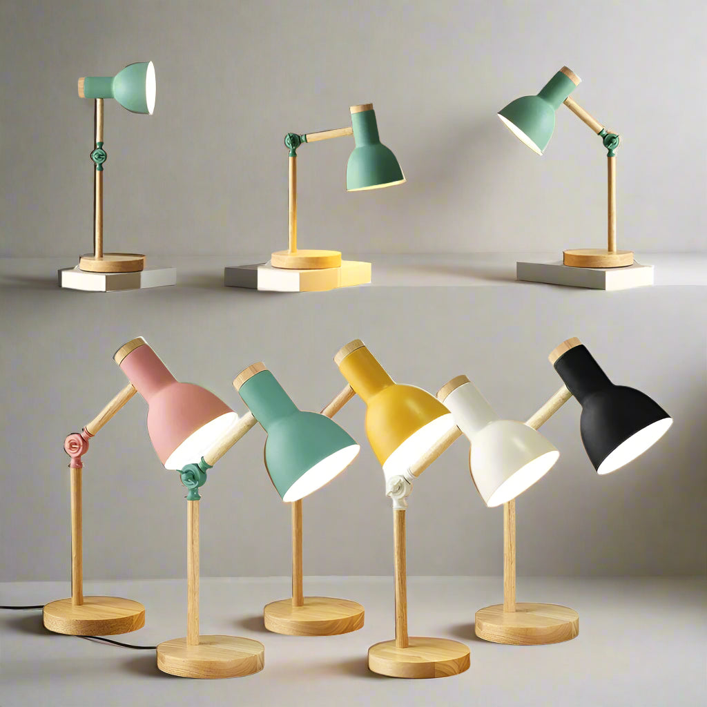 Royallure Holz Nordic Tischlampe - Verstellbar, Minimalistisches Design, E26/E27 Fassung