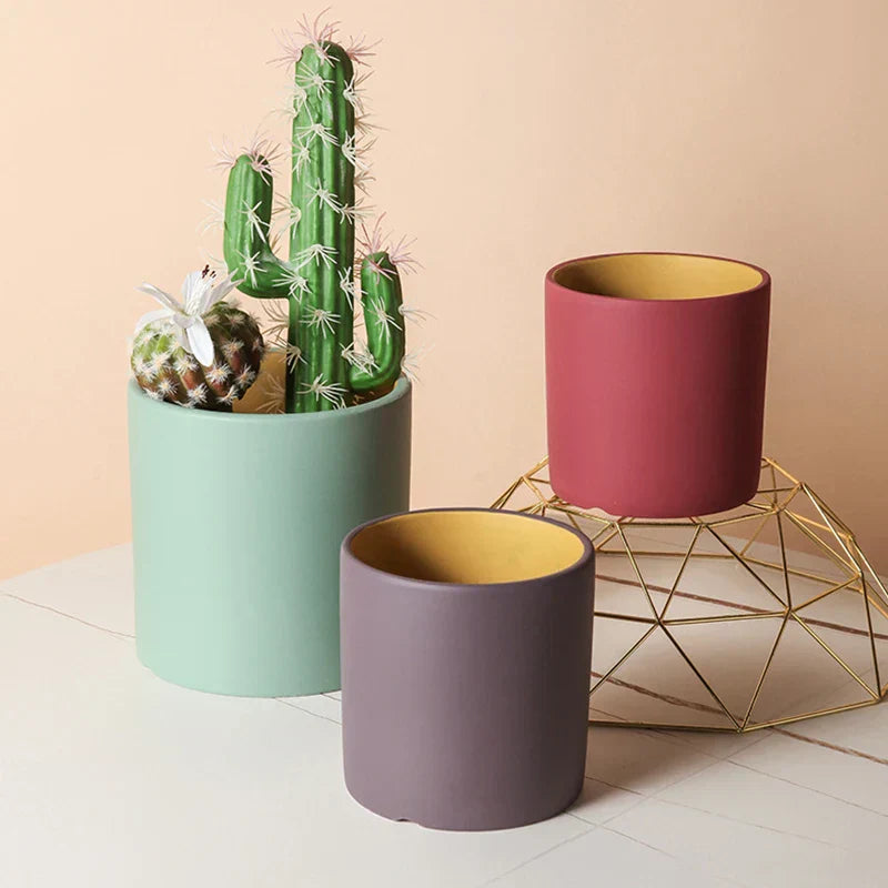 VividSphere – Luxus Rund Keramik Blumentopf mit Hand-Glasiertem Eleganz