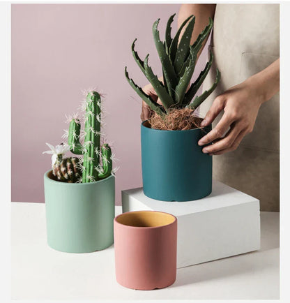 VividSphere – Luxus Rund Keramik Blumentopf mit Hand-Glasiertem Eleganz