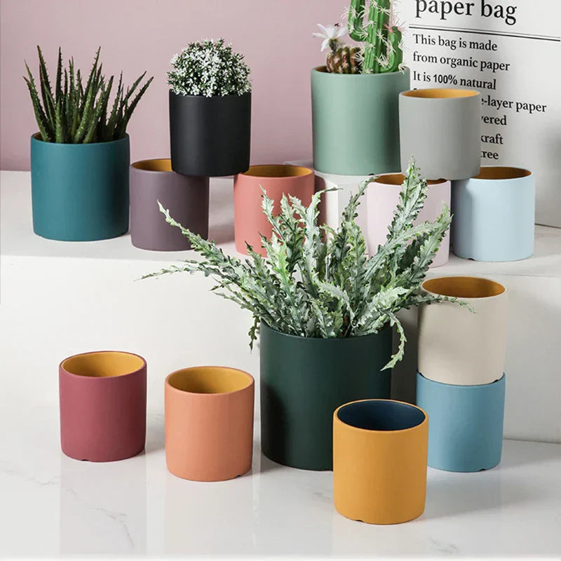 VividSphere – Luxus Rund Keramik Blumentopf mit Hand-Glasiertem Eleganz