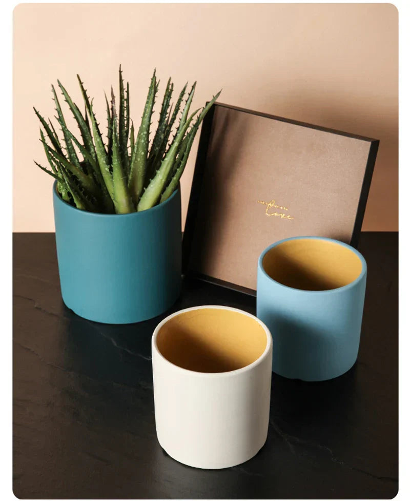 VividSphere – Luxus Rund Keramik Blumentopf mit Hand-Glasiertem Eleganz