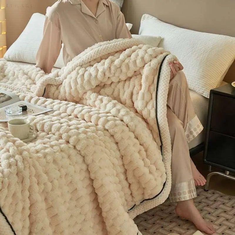 Dicke Korallenfleece-Wurfdecke – weich, warm und wendbar für den Innen- und Außenbereich, erhältlich in verschiedenen Größen