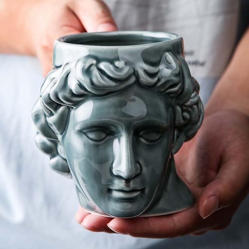 David Kopf Tasse – Keramik Becher mit Skulptur – 18oz Kapazität & Moderne Farben