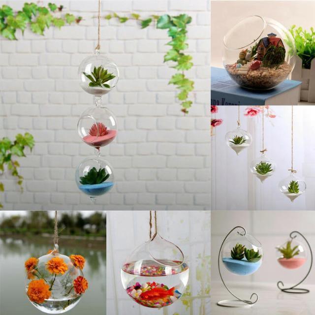 Garduru Hängendes Glas Terrarium Vase | Dekorative Glaskugel | Pflanzengefäß für Zuhause & Büro