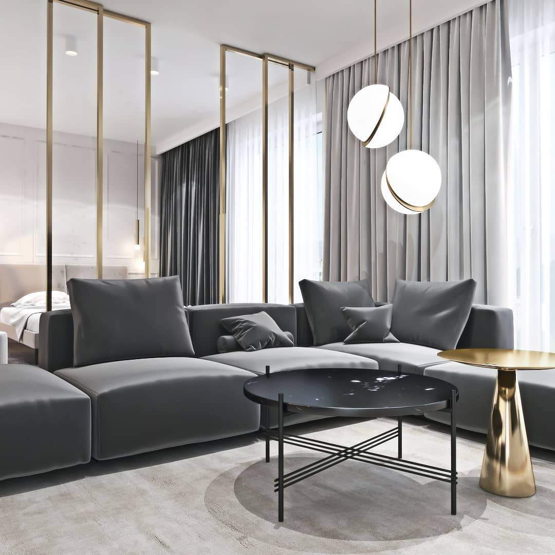 Suspension Halbmond aus Acryl und Messing - Moderne und elegante LED-Beleuchtung