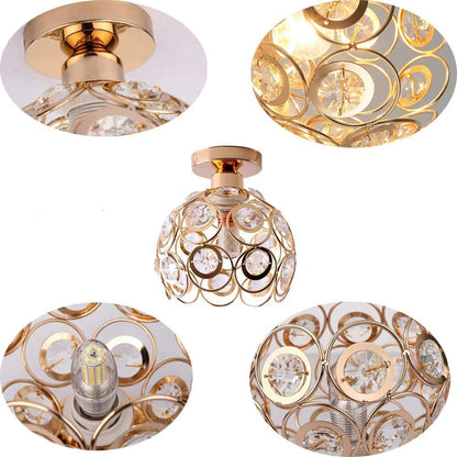 Aufhängung Flur Fancy Gold - Elegante Deckenlampe aus Gold und Kristall für Flur