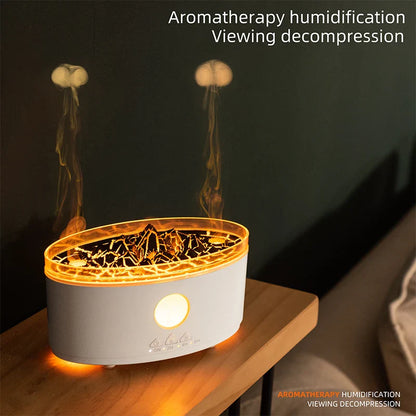 Volcano Luftbefeuchter, 300ML Aromatherapie Diffuser mit Quallennebel und 3 Farblichter, Fernbedienung