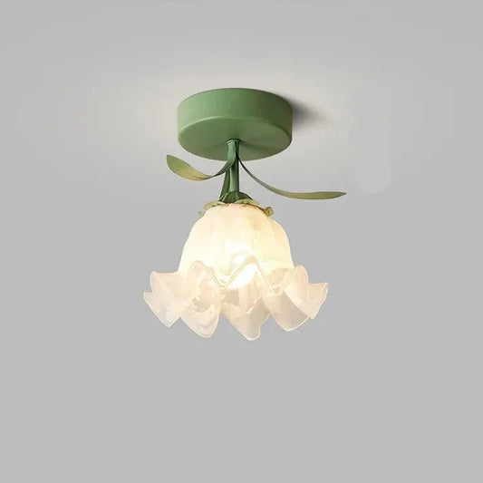 Garduru Tiffany Mini Blüten Deckenleuchte – Vintage Buntglas Aufbaustrahler (E27)
