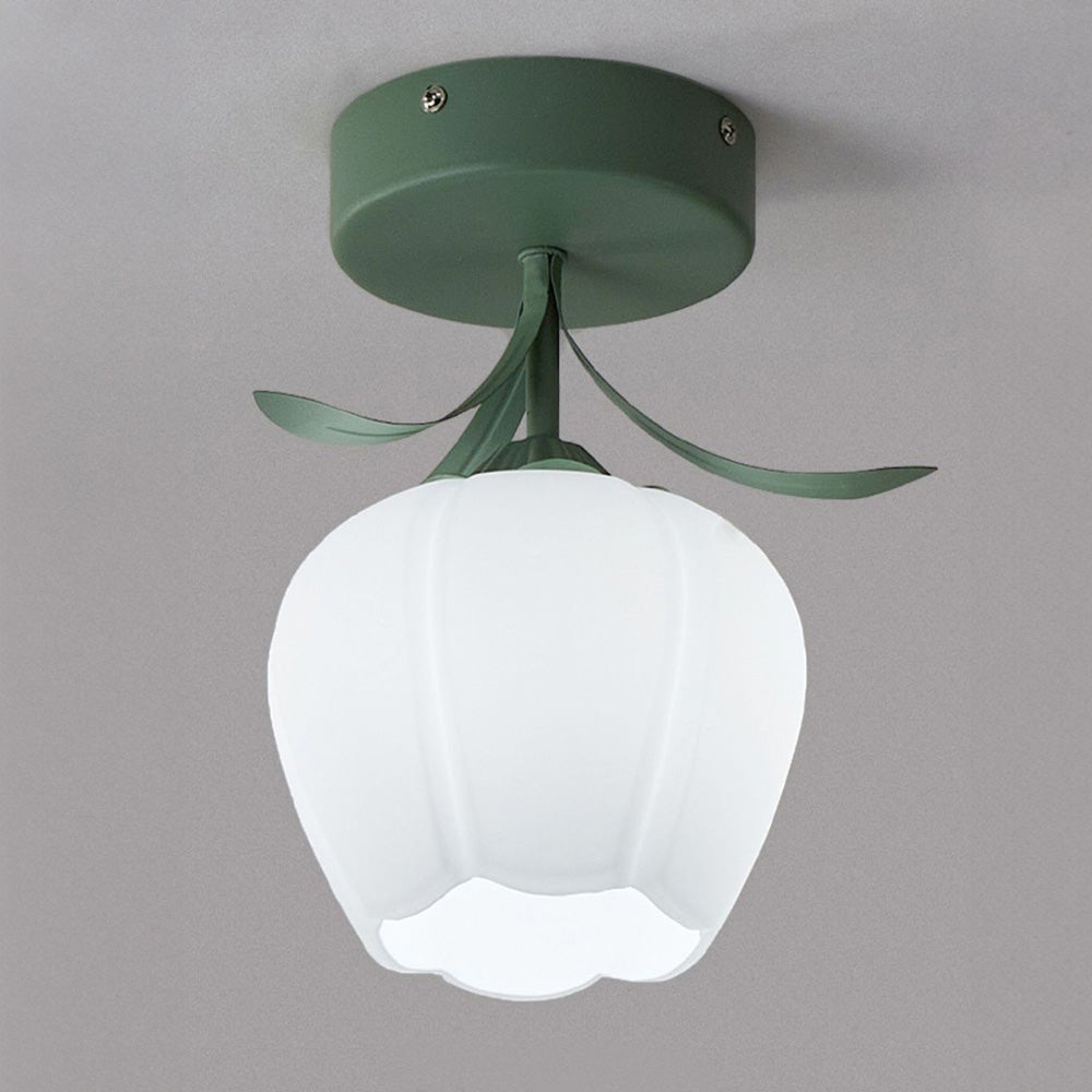 Deckenleuchte mit floralem Glas-Schirm-Design