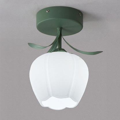 Deckenleuchte mit floralem Glas-Schirm-Design